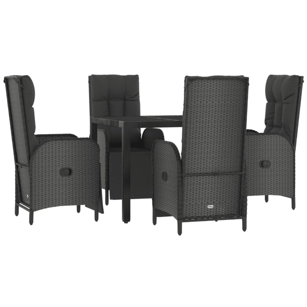 Set de muebles jardín 5 pzas con cojines ratán sintético negro vidaXL