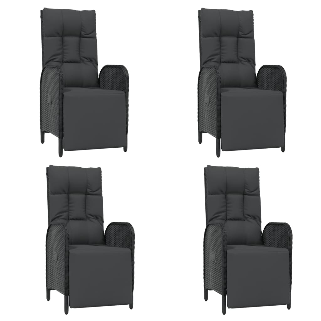 Set de muebles jardín 5 pzas con cojines ratán sintético negro vidaXL