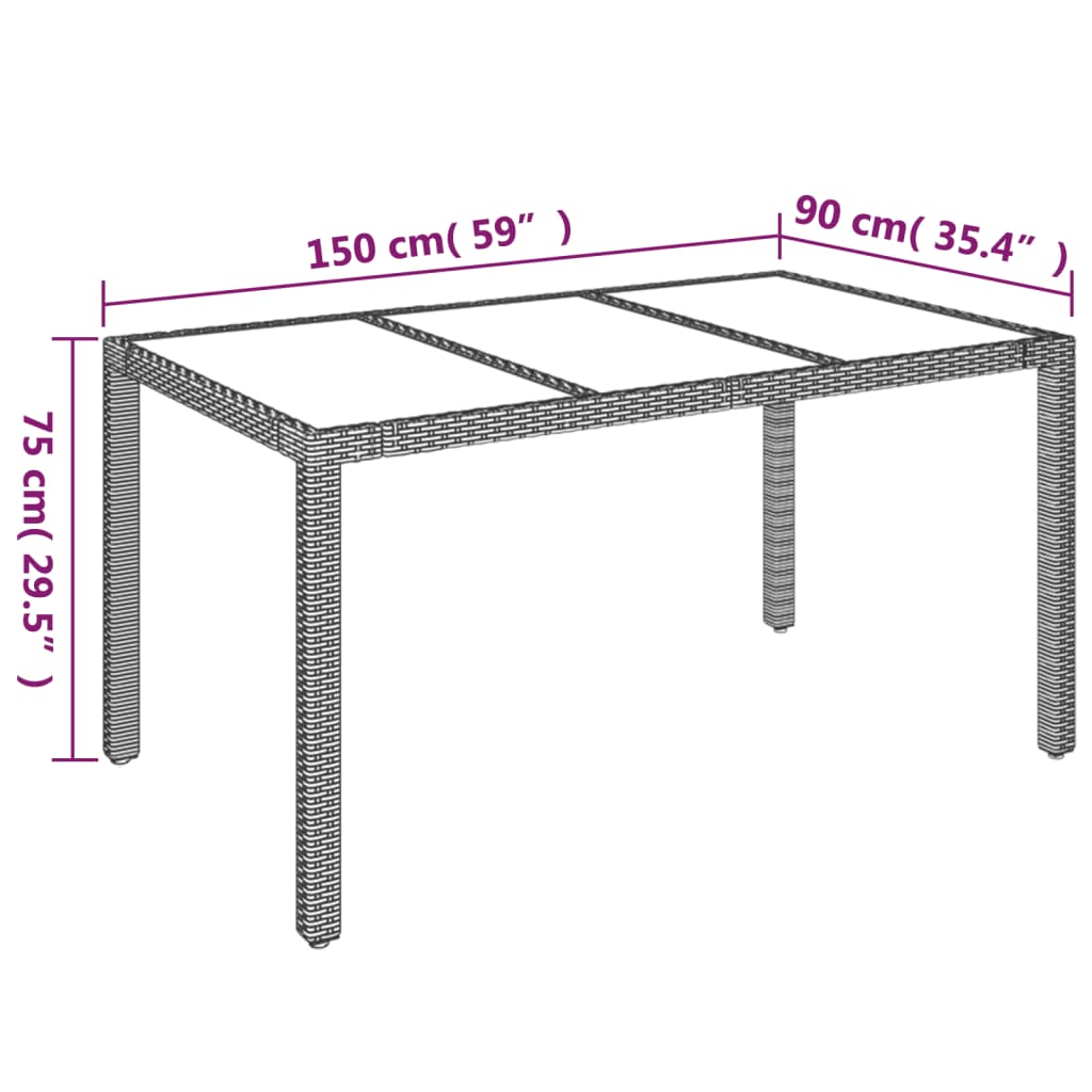 Set comedor jardín 7 pzas y cojines ratán sintético negro gris vidaXL