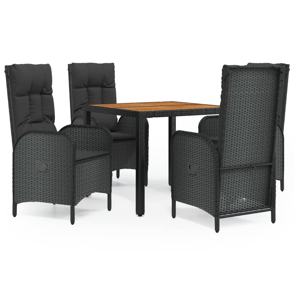 Set de muebles jardín 5 pzas con cojines ratán sintético negro vidaXL