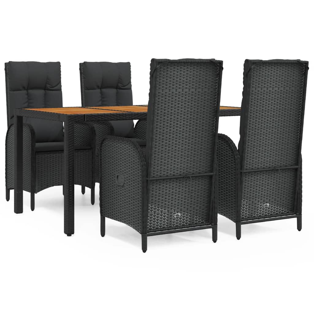 Set de muebles jardín 5 pzas con cojines ratán sintético negro - Vetonek