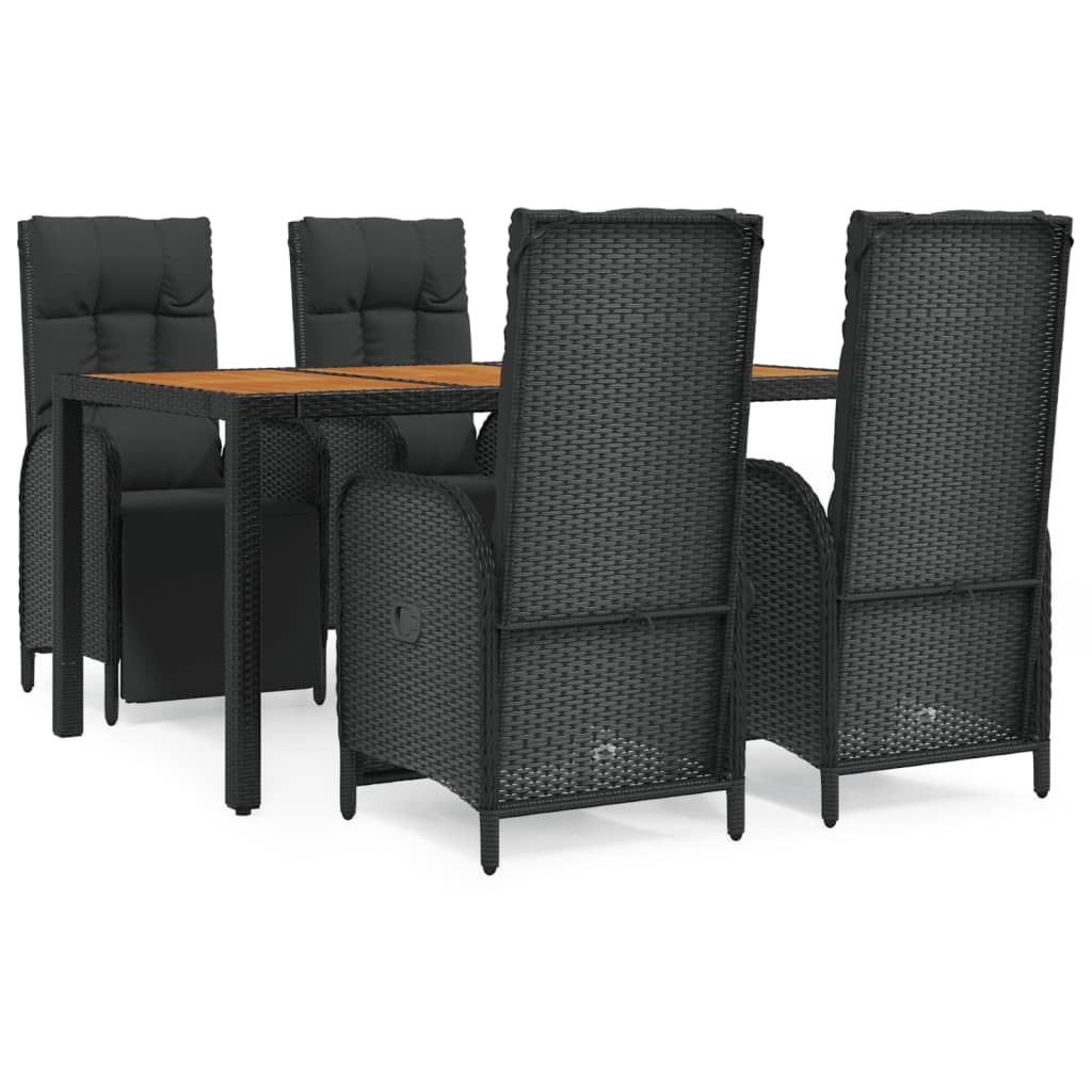 Set de muebles jardín 5 pzas con cojines ratán sintético negro - Vetonek