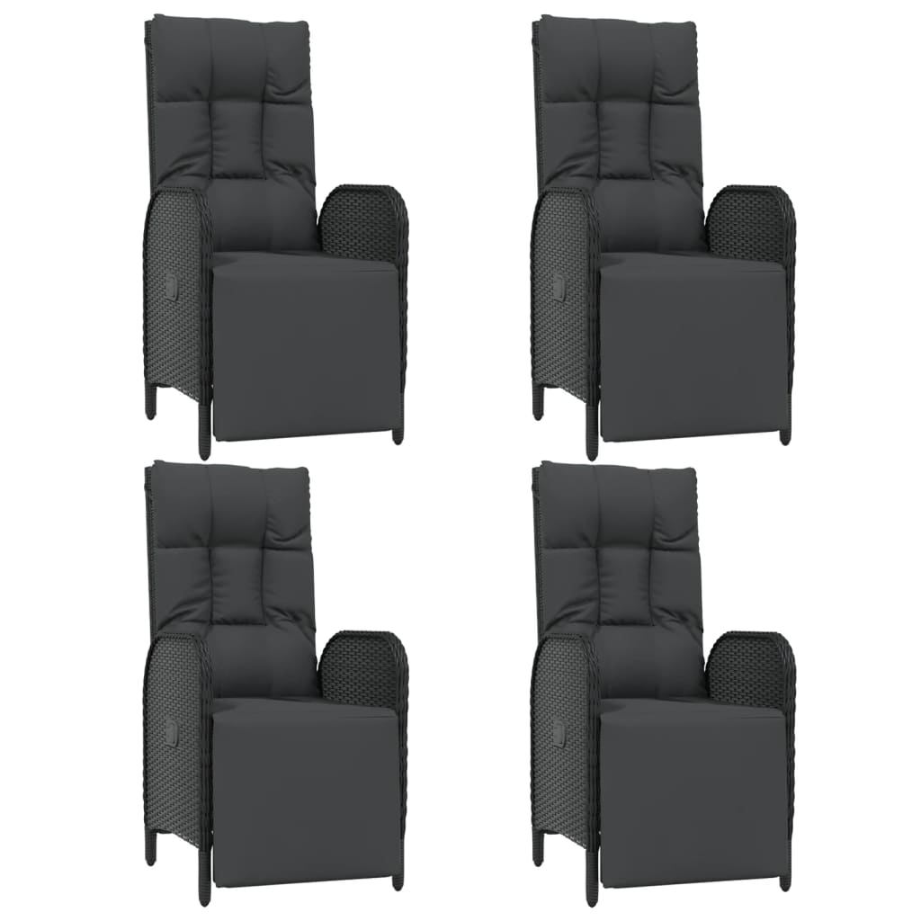 Set de muebles jardín 5 pzas con cojines ratán sintético negro - Vetonek