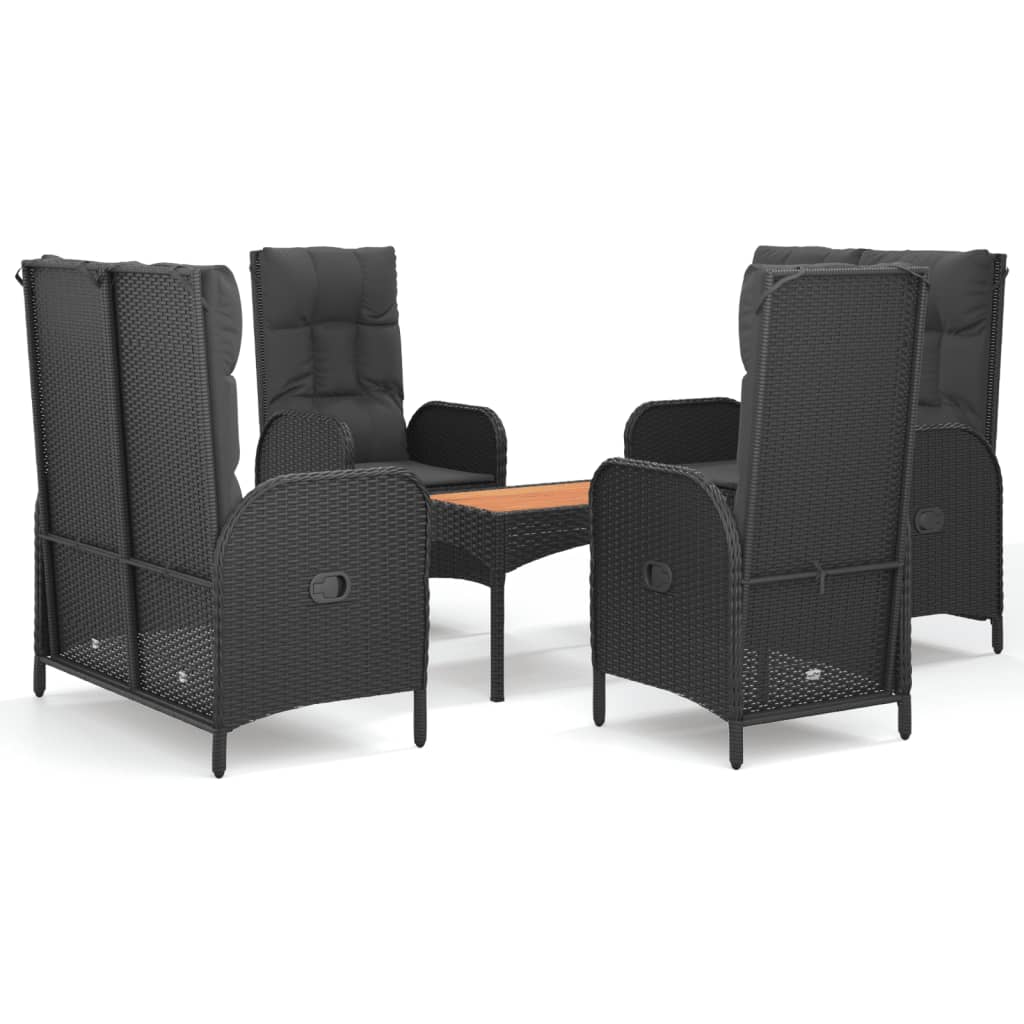 Set de muebles jardín 5 pzas con cojines ratán sintético negro vidaXL