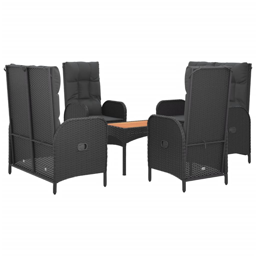 Set de muebles jardín 5 pzas con cojines ratán sintético negro vidaXL