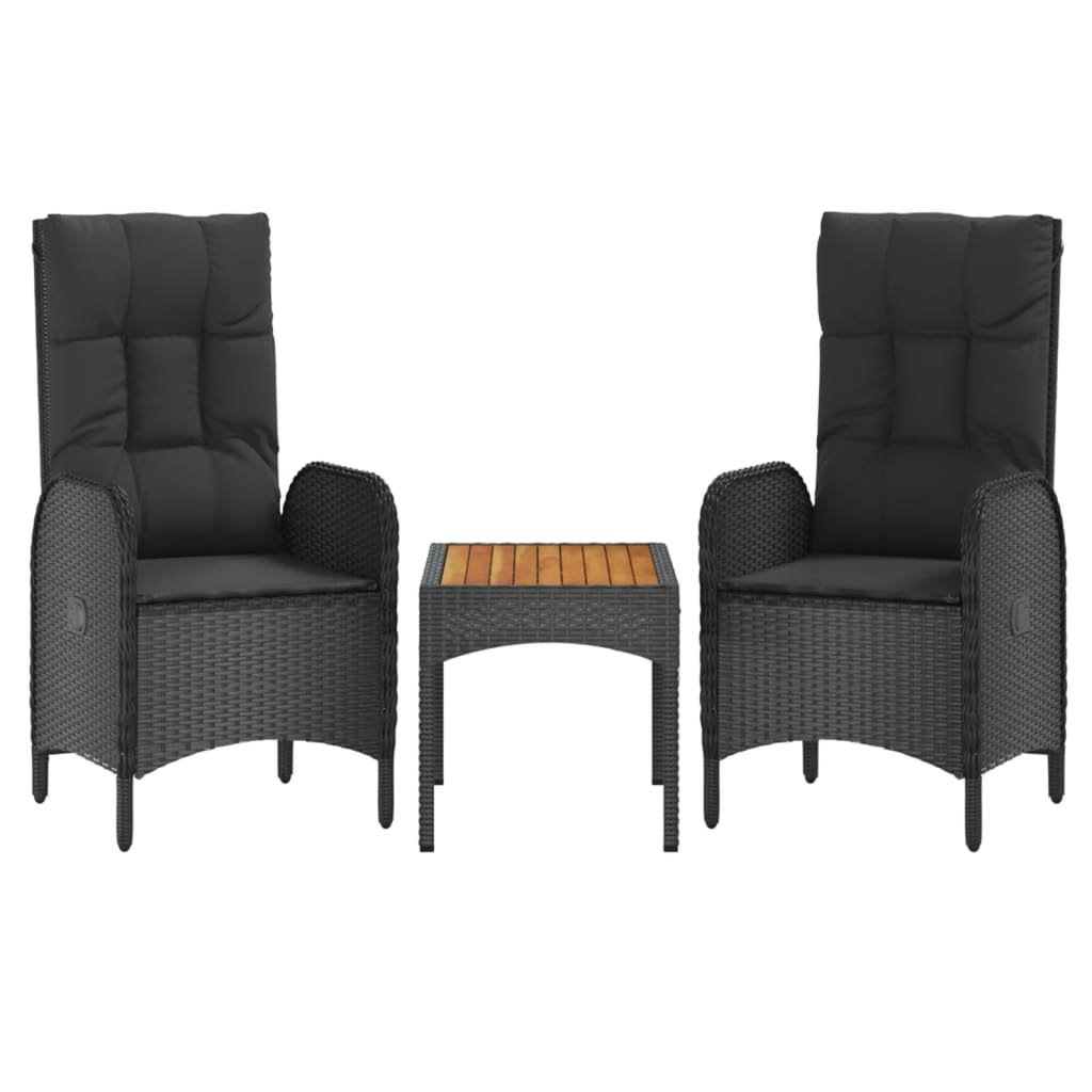 Set de muebles jardín 5 pzas con cojines ratán sintético negro vidaXL