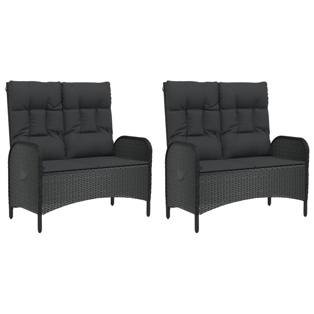 Set de muebles jardín 5 pzas con cojines ratán sintético negro vidaXL