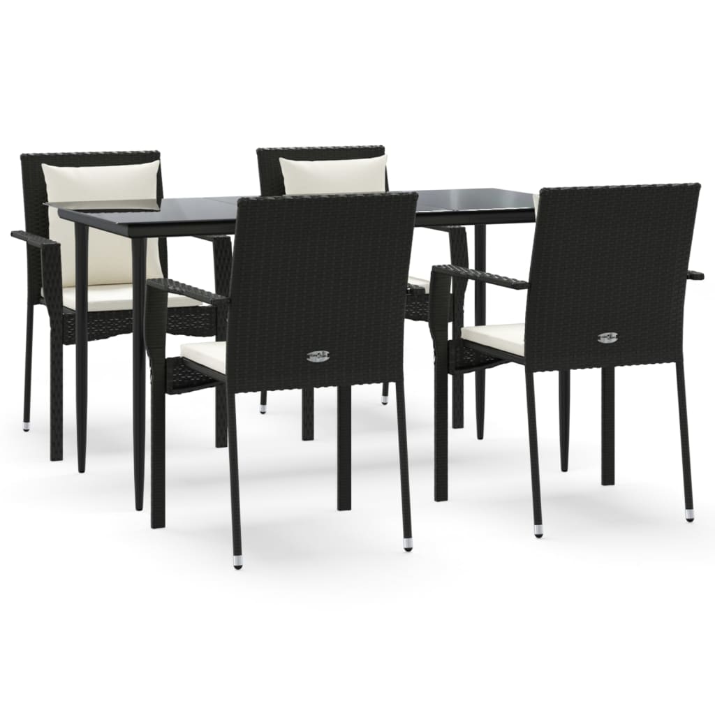 Set de muebles jardín 5 pzas con cojines ratán sintético negro vidaXL