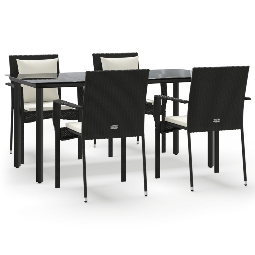 Set de muebles jardín 5 pzas con cojines ratán sintético negro vidaXL