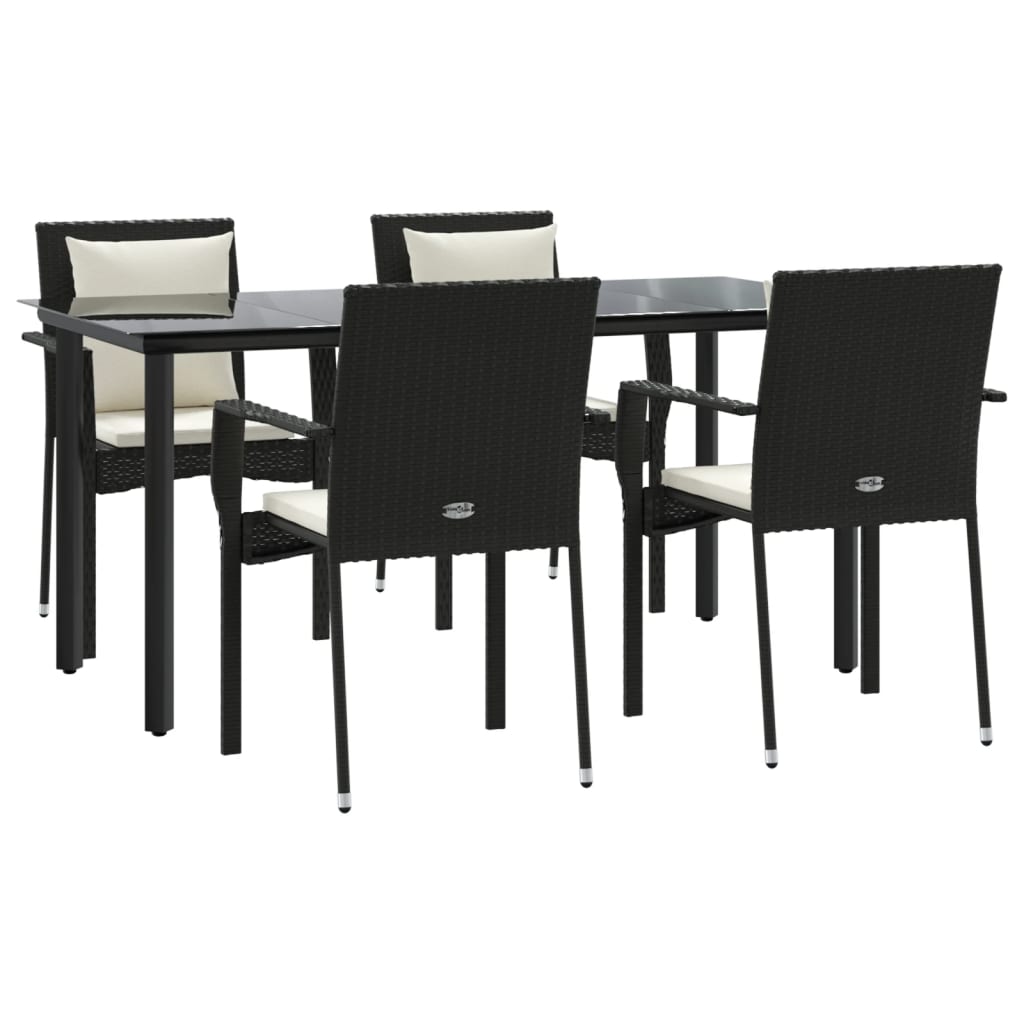 Set de muebles jardín 5 pzas con cojines ratán sintético negro vidaXL