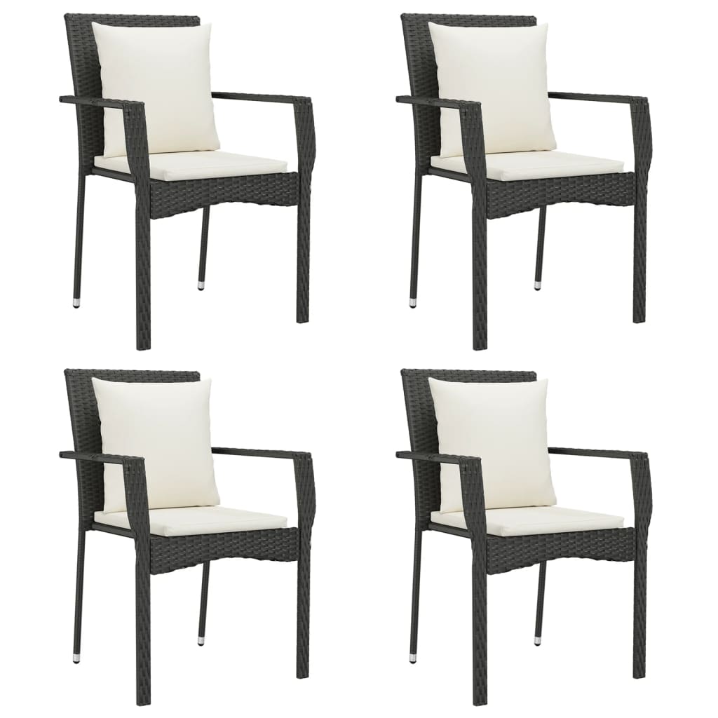 Set de muebles jardín 5 pzas con cojines ratán sintético negro vidaXL