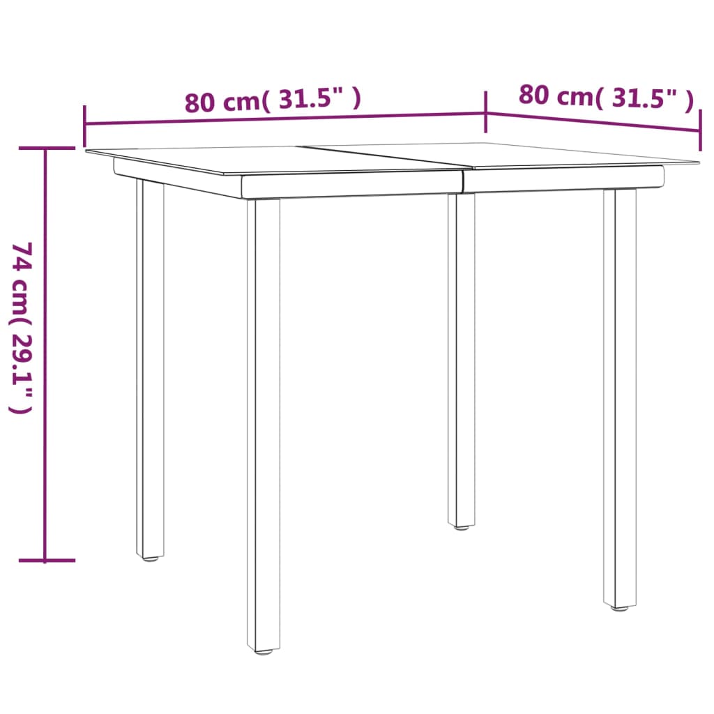 Set comedor de jardín 3 pzas con cojines ratán sintético negro vidaXL