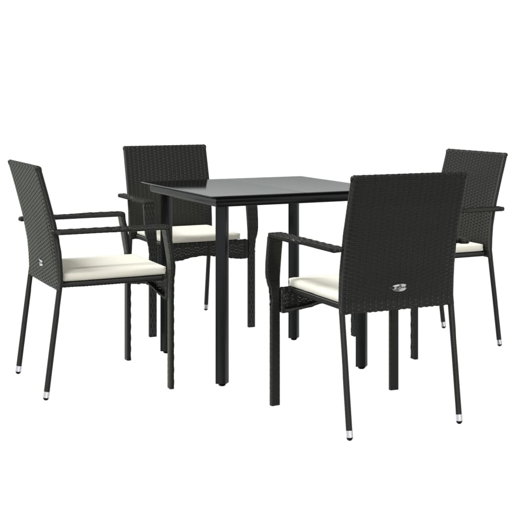 Set de muebles jardín 5 pzas con cojines ratán sintético negro - Vetonek