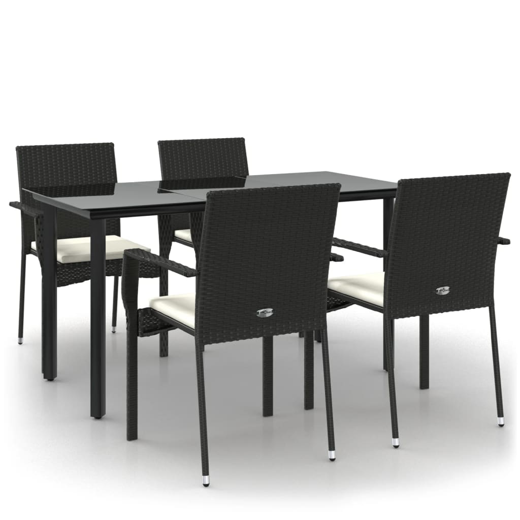 Set de muebles jardín 5 pzas con cojines ratán sintético negro - Vetonek