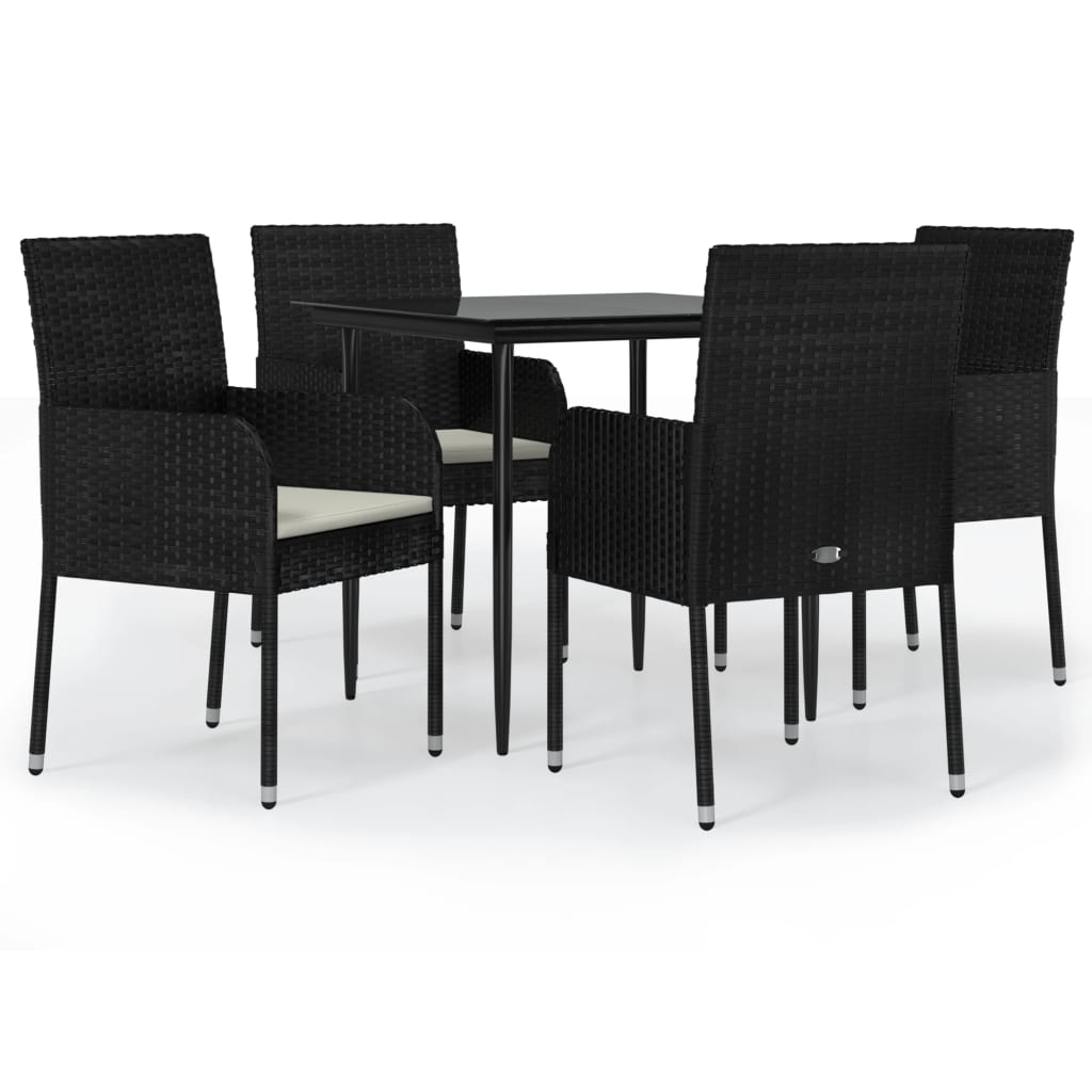 Set de muebles jardín 5 pzas con cojines ratán sintético negro vidaXL