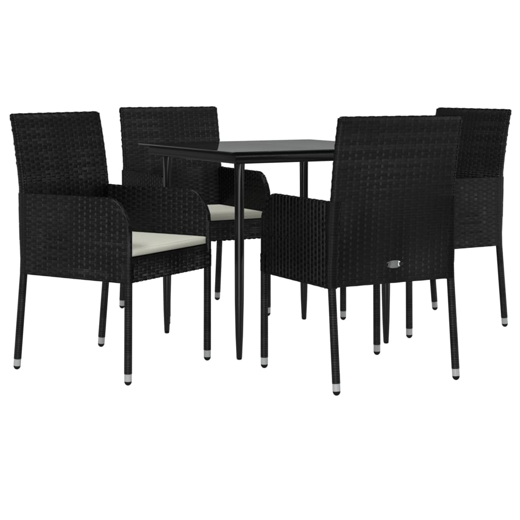 Set de muebles jardín 5 pzas con cojines ratán sintético negro vidaXL