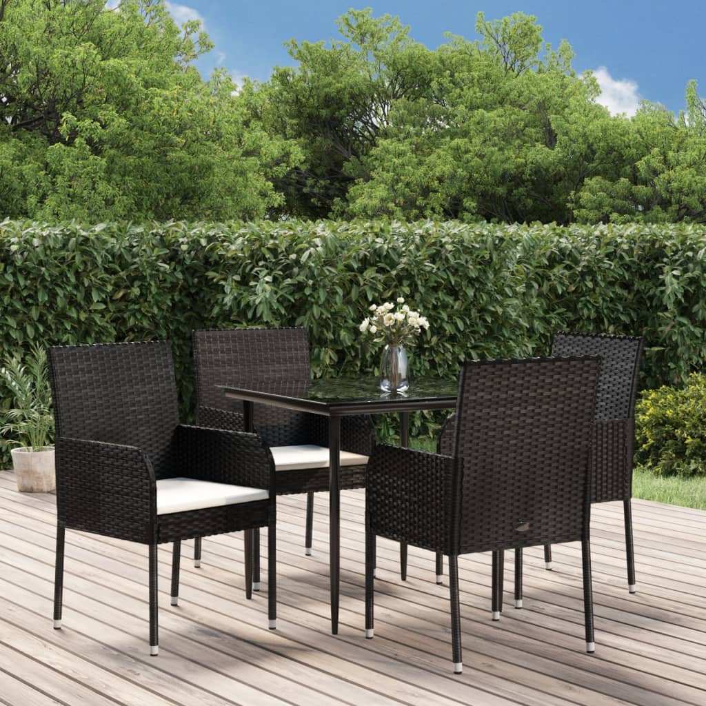 Vetonek Set de muebles jardín 5 pzas con cojines ratán sintético negro