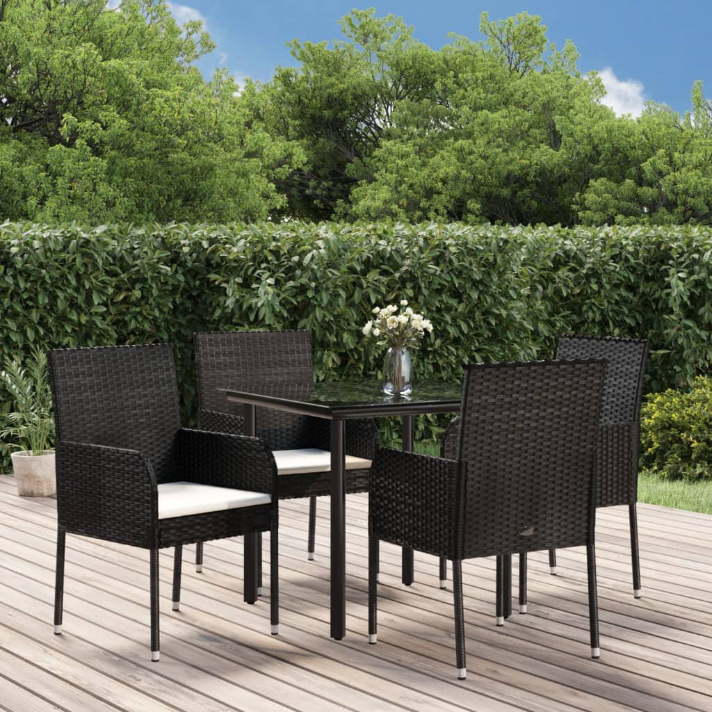 Vetonek Set de muebles jardín 5 pzas con cojines ratán sintético negro