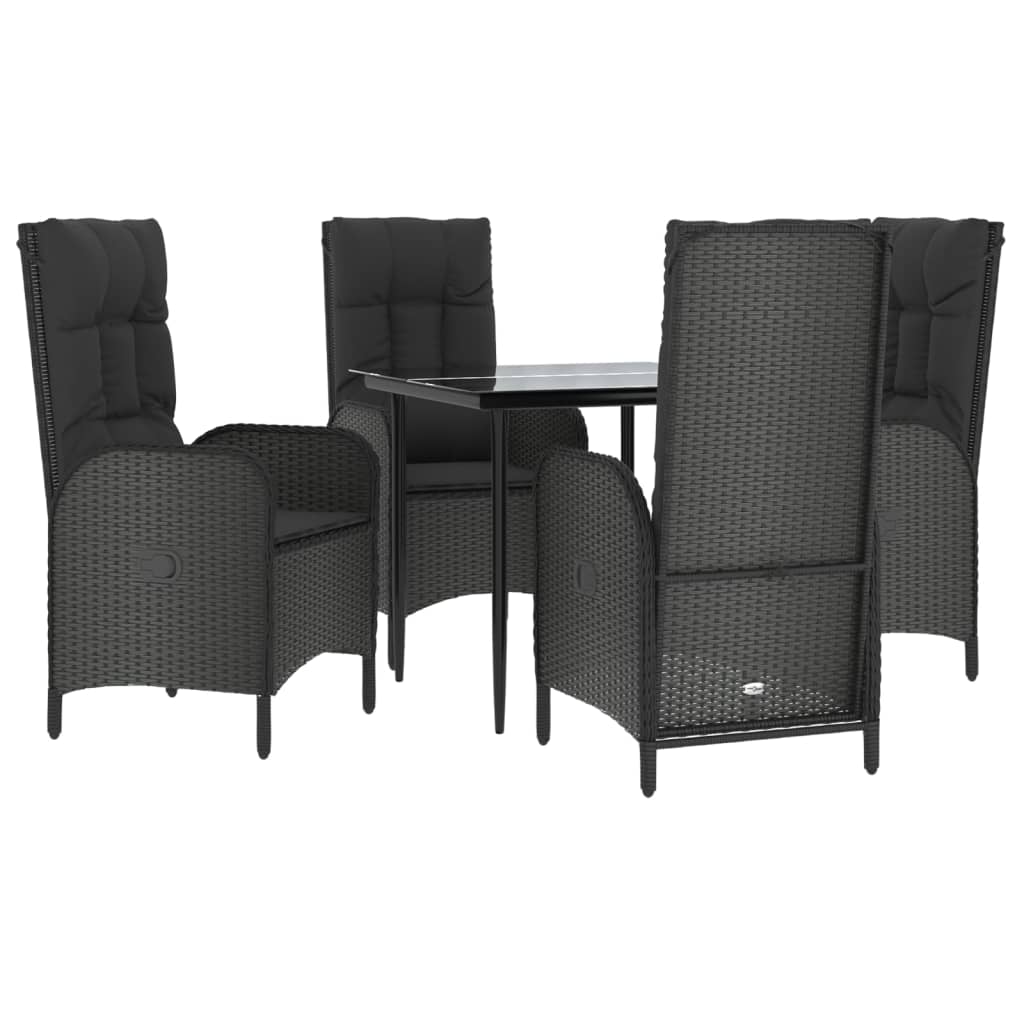 Set de muebles jardín 5 pzas con cojines ratán sintético negro