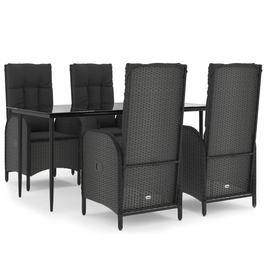 Set de muebles jardín 5 pzas con cojines ratán sintético negro vidaXL