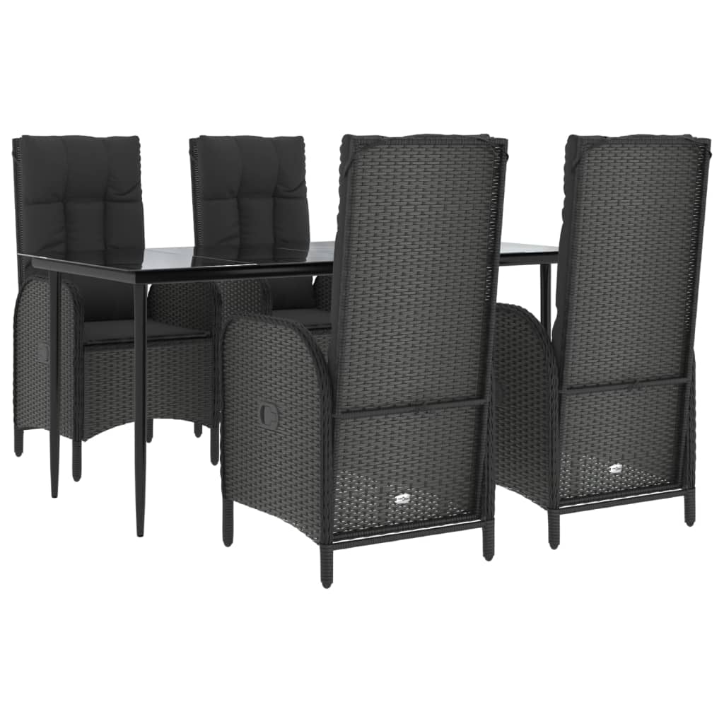 Set de muebles jardín 5 pzas con cojines ratán sintético negro vidaXL