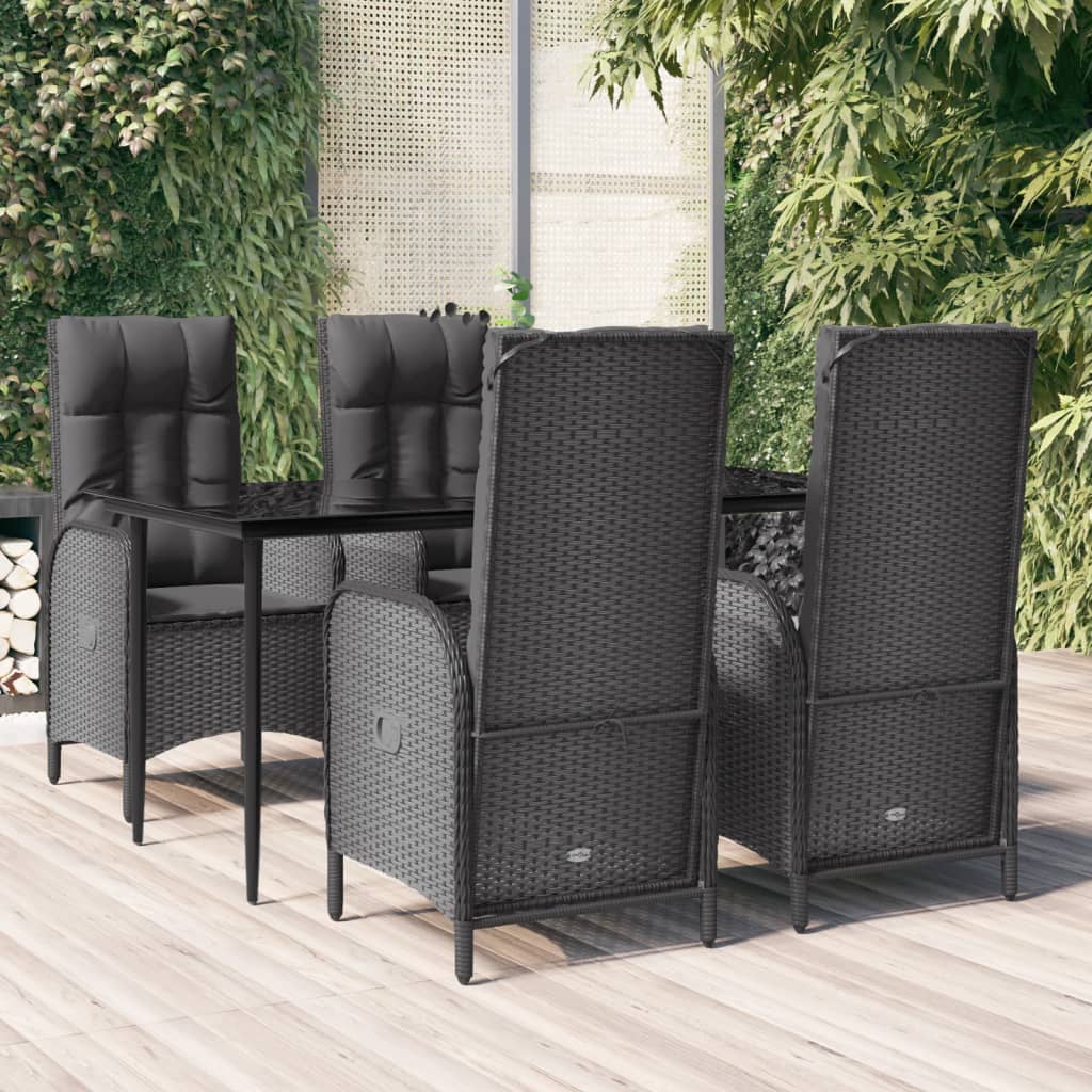 Vetonek Set de muebles jardín 5 pzas con cojines ratán sintético negro