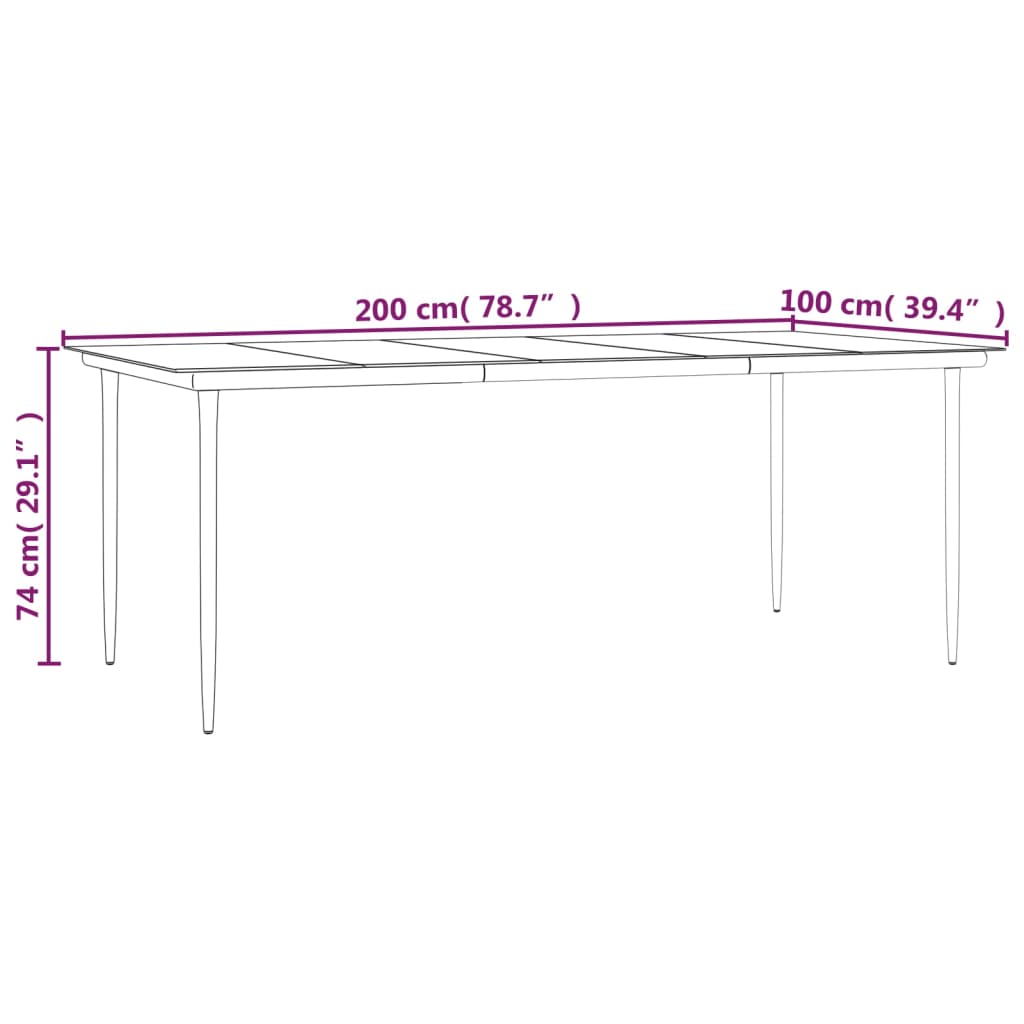 Set de comedor de jardín 7 pzas y cojines ratán sintético negro vidaXL