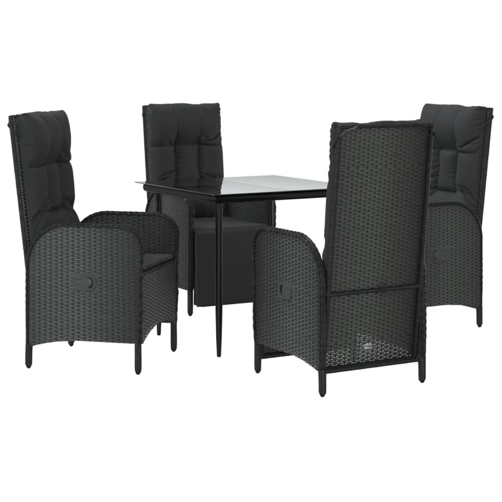 Set de muebles jardín 5 pzas con cojines ratán sintético negro