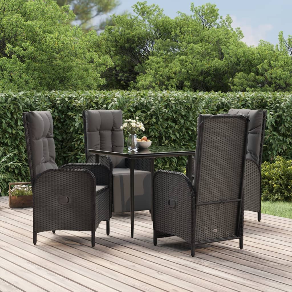 Vetonek Set de muebles jardín 5 pzas con cojines ratán sintético negro