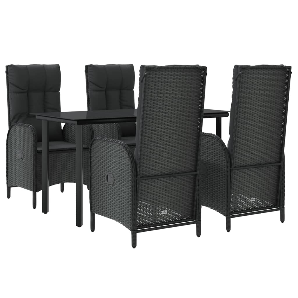 Set de muebles jardín 5 pzas con cojines ratán sintético negro