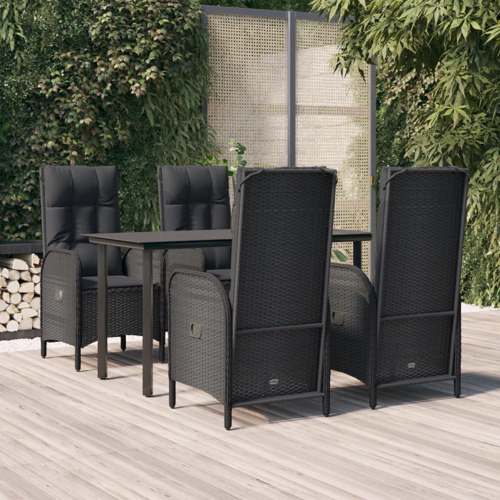 Vetonek Set de muebles jardín 5 pzas con cojines ratán sintético negro