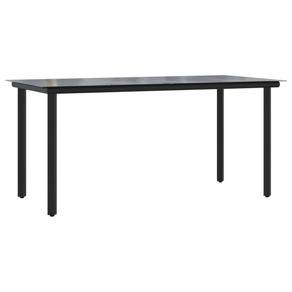 Set comedor jardín 7 pzas y cojines ratán sintético negro gris vidaXL