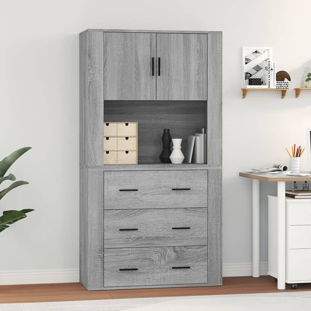 Vetonek Aparador alto de madera contrachapada gris Sonoma