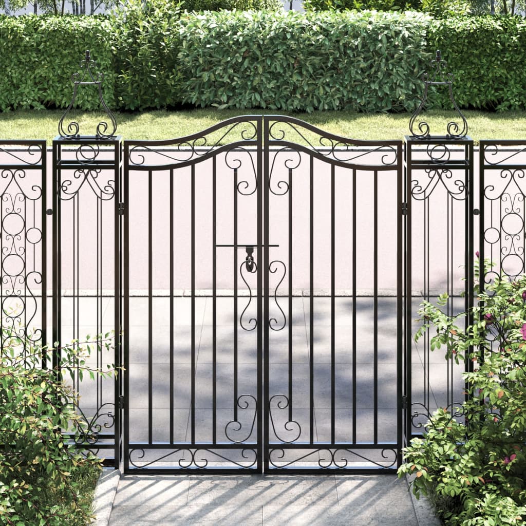 Vetonek Puerta de jardín de hierro forjado negro 121x8x120 cm 