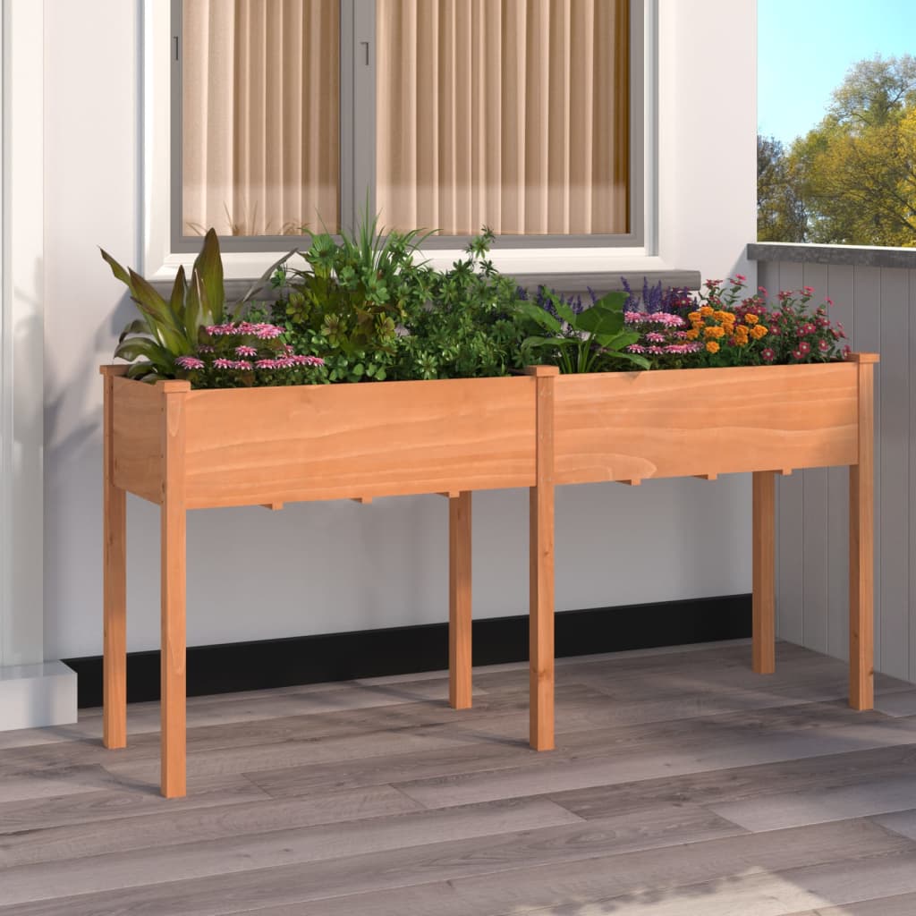 Vetonek Jardinera con forro madera maciza de abeto marrón 161x45x76 cm