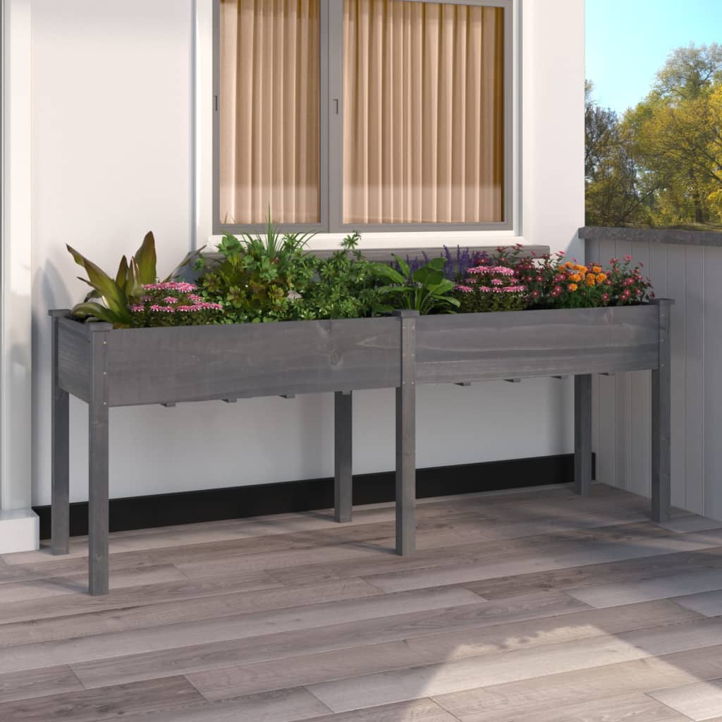 Vetonek Jardinera con forro madera maciza de abeto gris 203x53x76 cm