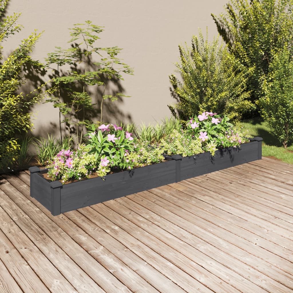 Vetonek Jardinera arriate con forro madera abeto gris 240x45x25 cm