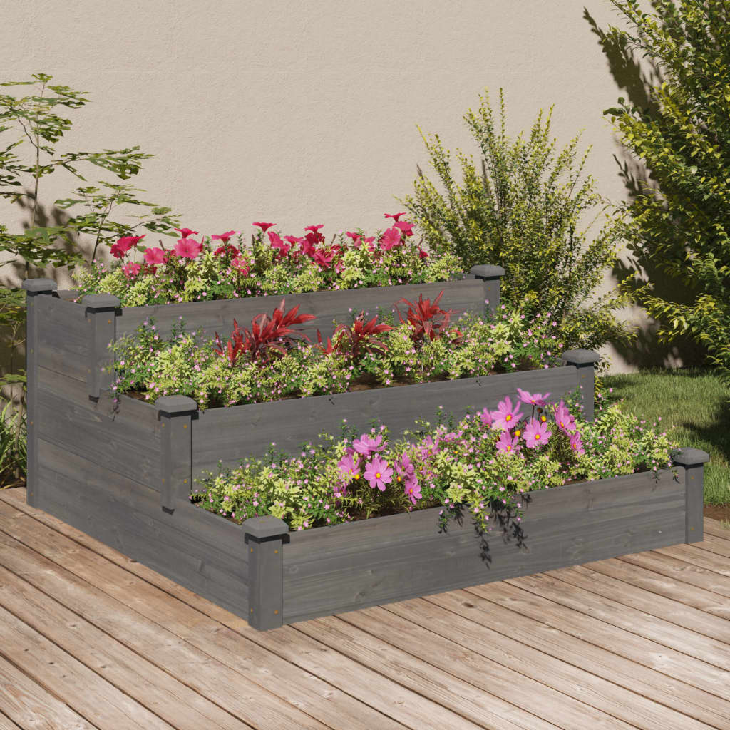 Vetonek Jardinera arriate madera maciza de abeto gris 120x120x56 cm