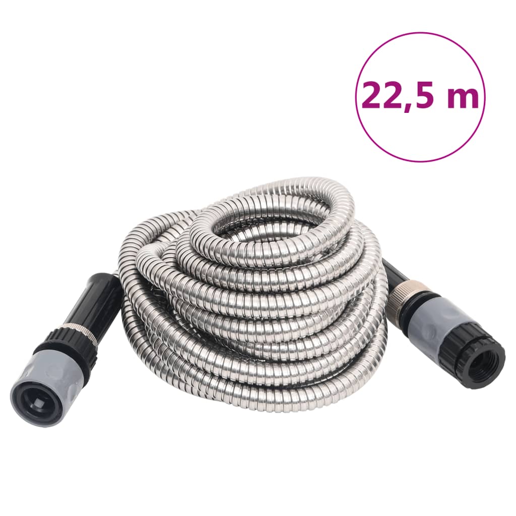 Vetonek Manguera jardín pulverizador acero inoxidable plata 14mm 22,5 m