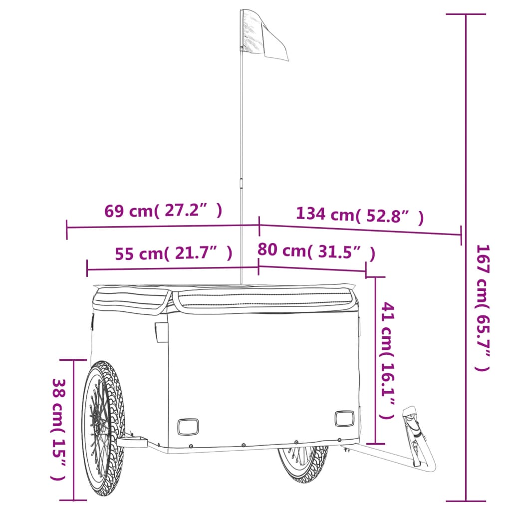 Remolque para bicicleta hierro negro y gris 45 kg