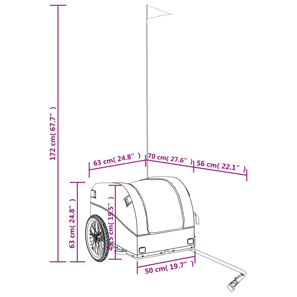 Remolque para bicicleta hierro negro y azul 45 kg