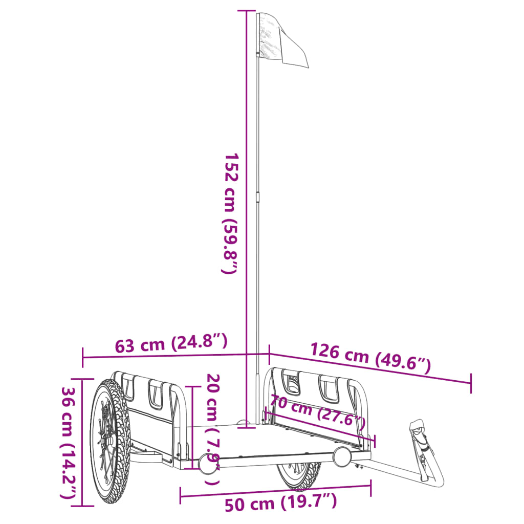 Remolque para bicicletas hierro y tela Oxford gris vidaXL