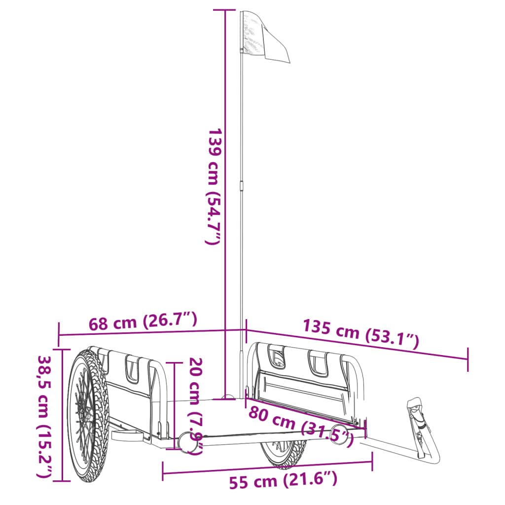 Remolque para bicicletas hierro y tela Oxford gris vidaXL