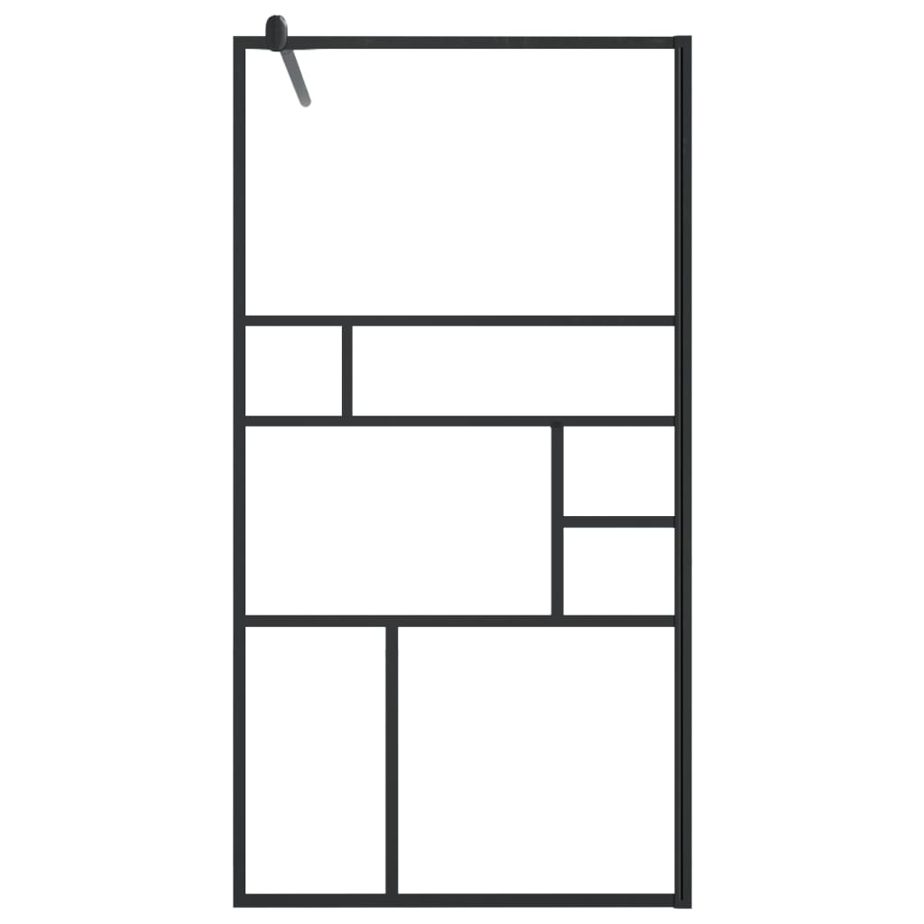 Schermata doccia con scaffale in vetro ESG e alluminio nero 100x195cm V73