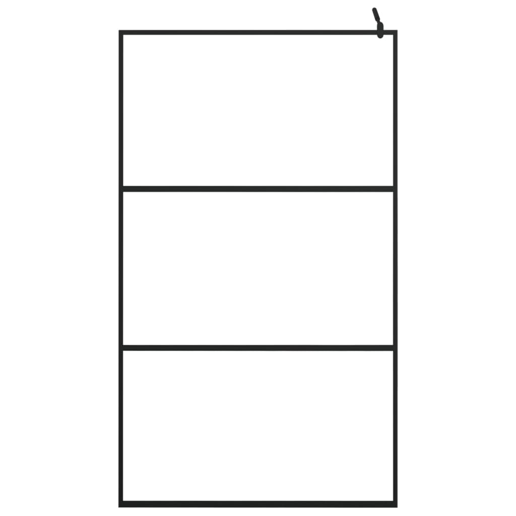 Schermata doccia con scaffale in vetro ESG e alluminio nero 115x195cm V79