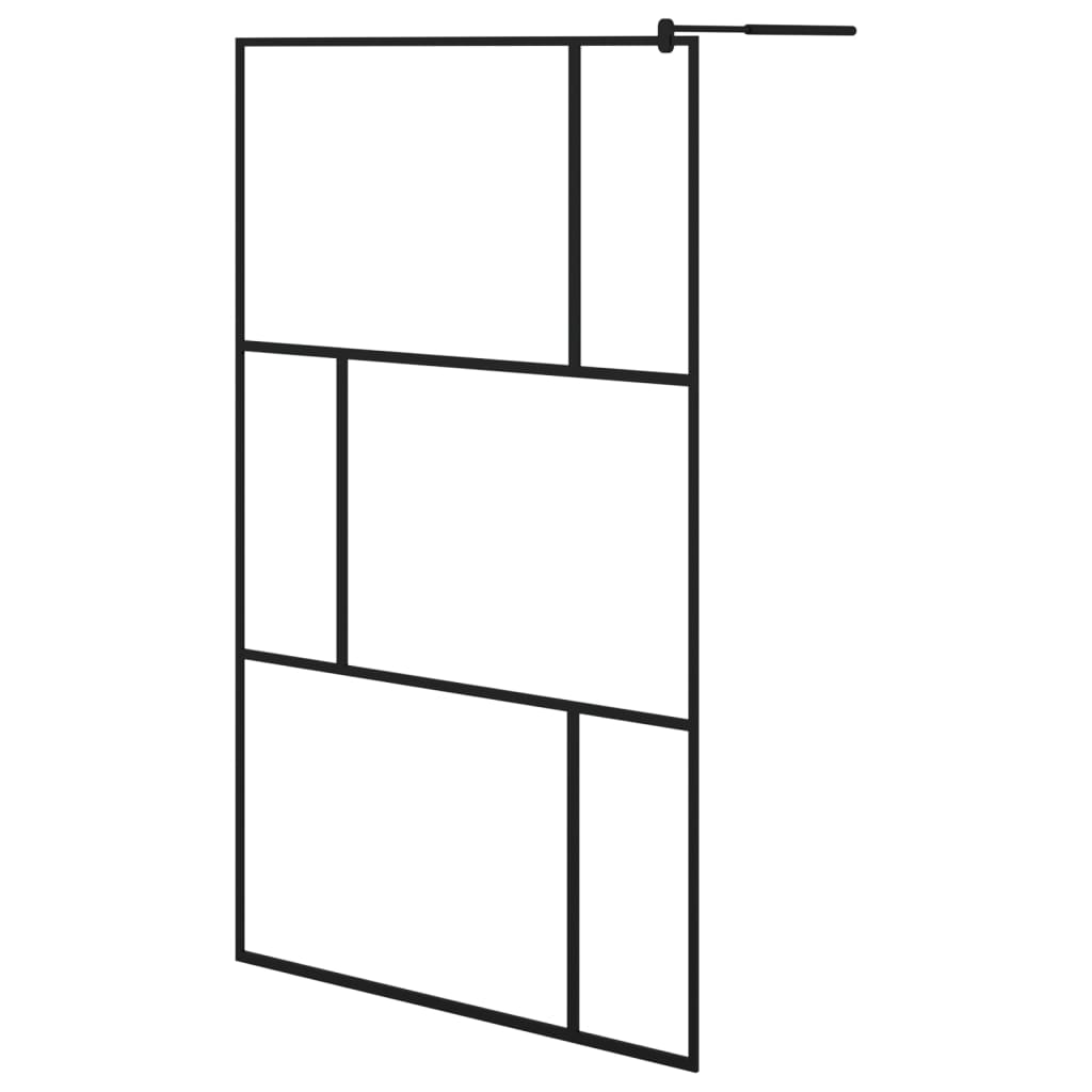 Schermata doccia con scaffale di vetro ESG e alluminio nero 115x195 cm