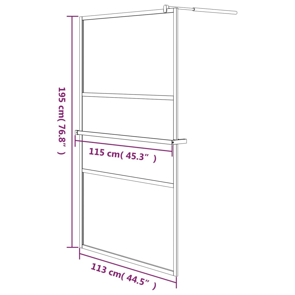 Mampara ducha con estante vidrio ESG aluminio cromado 115x195cm vidaXL