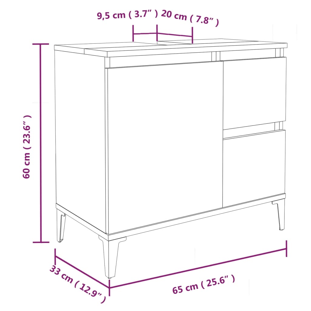 Set de muebles de baño 3 piezas madera negro vidaXL