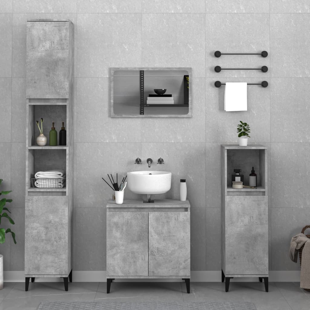 Vetonek Set muebles de baño 2 piezas madera contrachapada gris hormigón