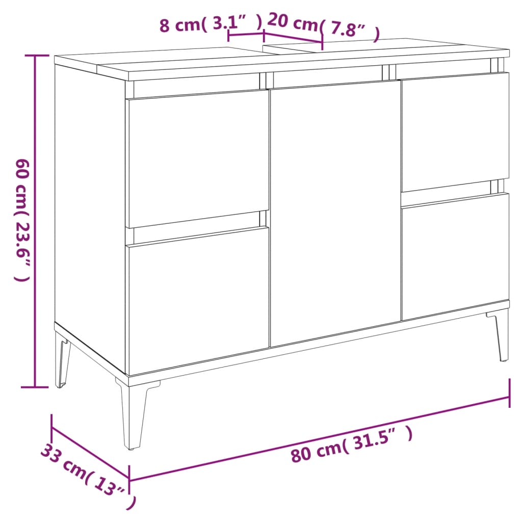 Set muebles de baño 3 piezas madera gris hormigón - Vetonek